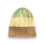 Hats-Pistachio and Vanilla WoolTribe Original Cable Beanie-WOOLTRIBE