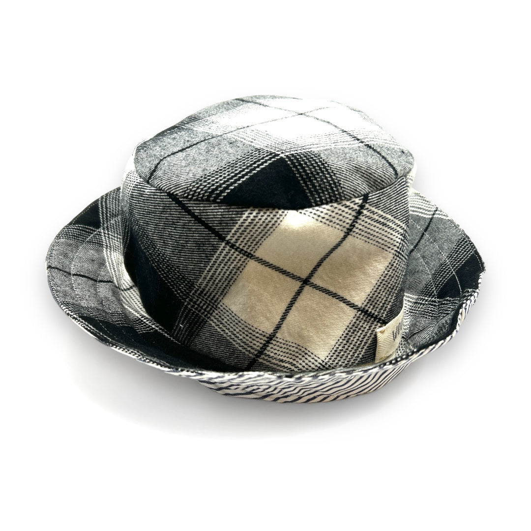 -The Essential Bucket Hat - Black Plaid and Stripe-WOOLTRIBE