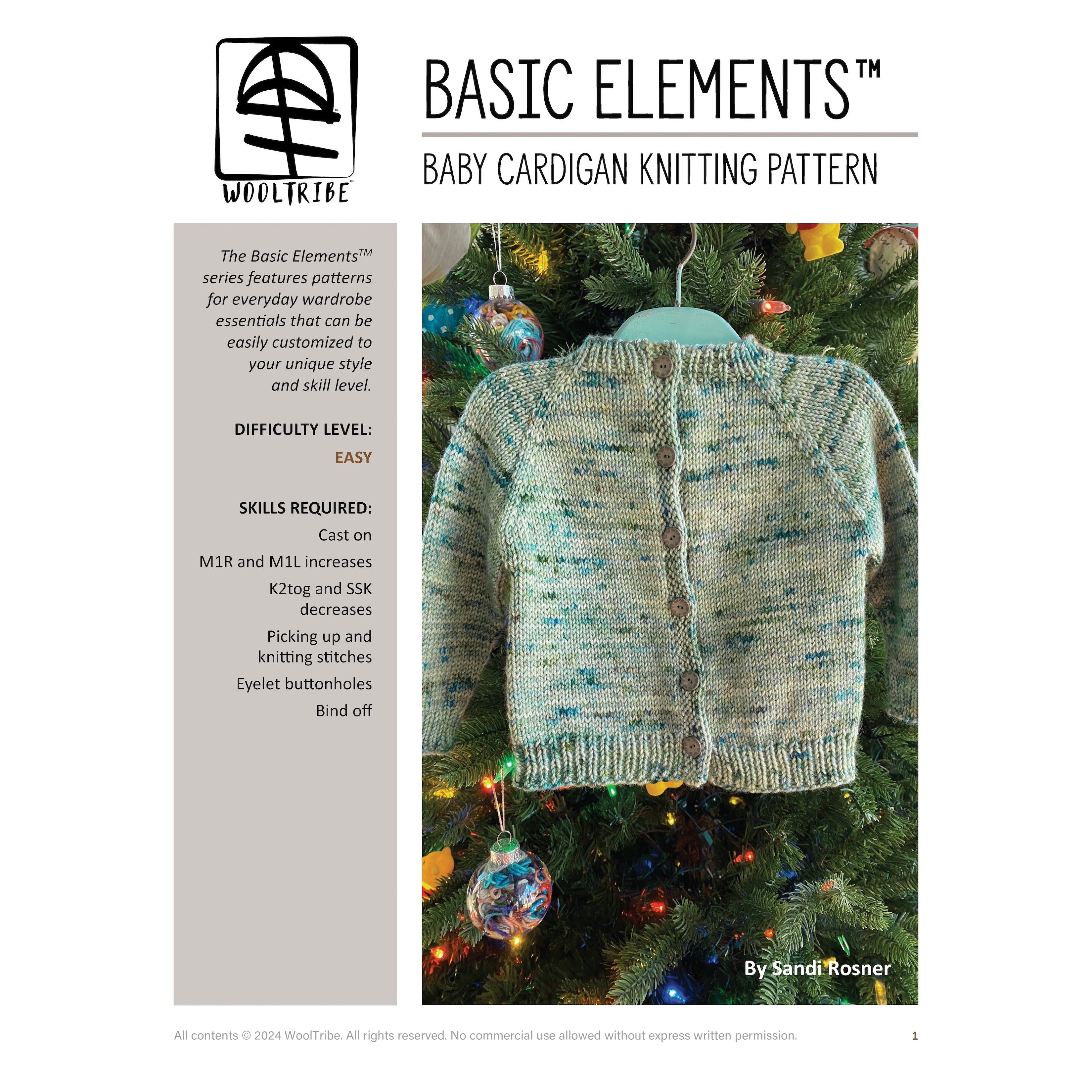 Patterns-Basic Elements™ Baby Cardigan Knitting Pattern-WOOLTRIBE