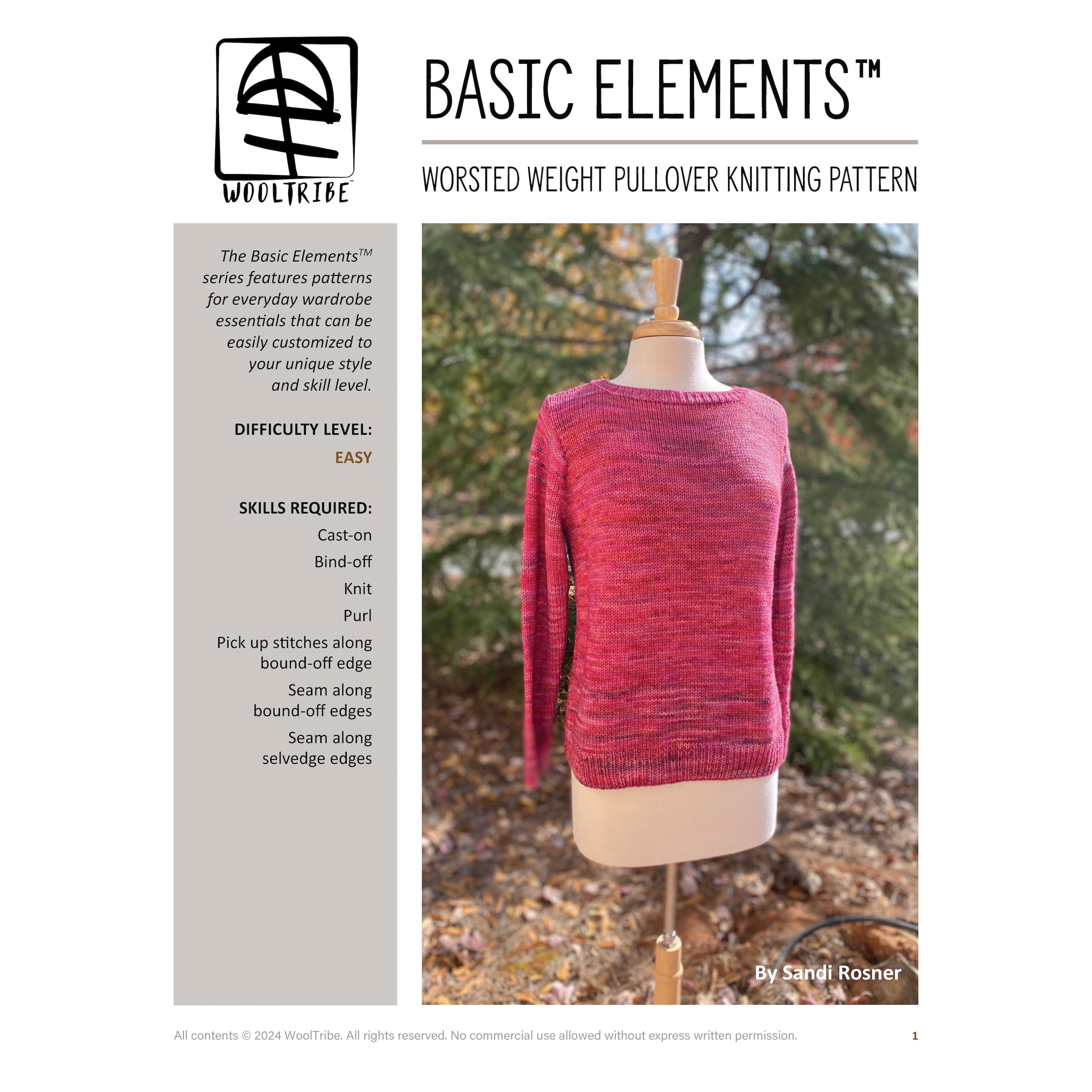 -Basic Elements™ Sweater Knitting Pattern - WORSTED-WOOLTRIBE