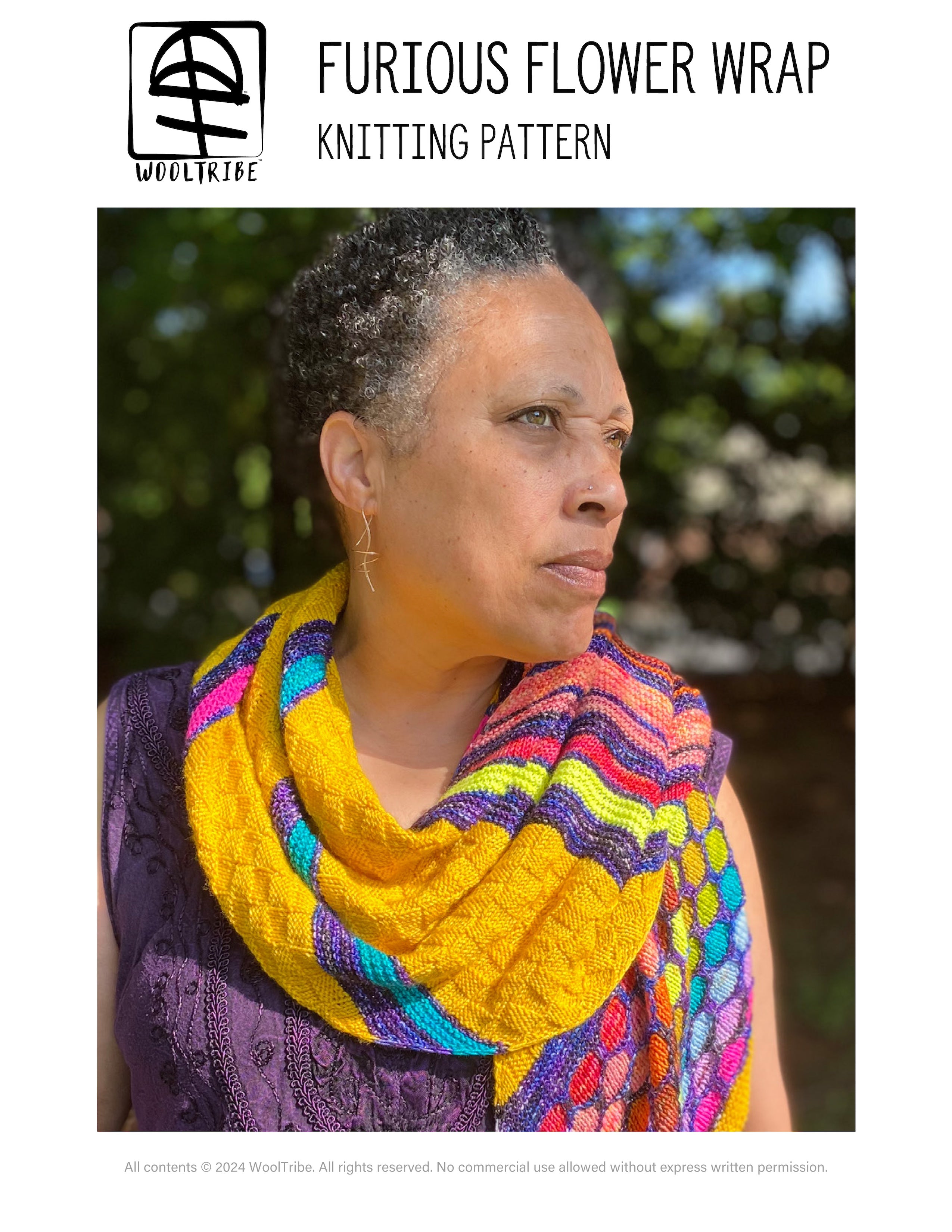 Patterns-Furious Flower Wrap Knitting Pattern-WOOLTRIBE